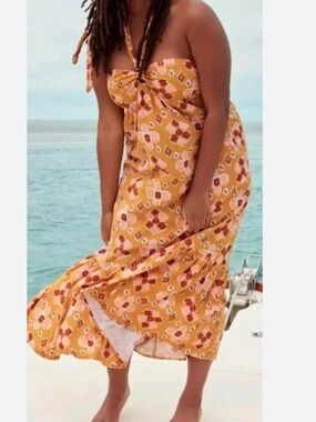 AERIE HIGH LOW HALTER MAXI SUNDRESS